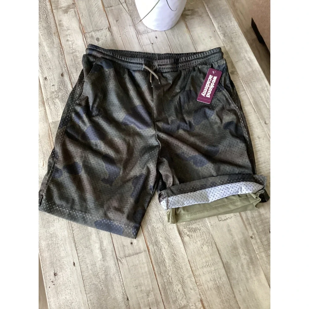 Weekend Academy Boys Camo Mesh Athletic Shorts Green XXL 18 HQ021926A